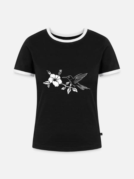 Kolibri - Frauen Kontrast-T-Shirt - Schwarz/Weiß