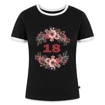 18. Geburtstag - Frauen Kontrast-T-Shirt - Schwarz/Weiß - Vorne - Selfina (174cm)