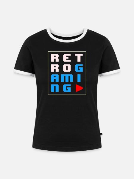 Retrogaming - Frauen Kontrast-T-Shirt - Schwarz/Weiß