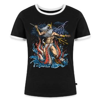 Griechischer Gott Poseidon - Frauen Kontrast-T-Shirt - Schwarz/Weiß - Vorne - Selfina (174cm)