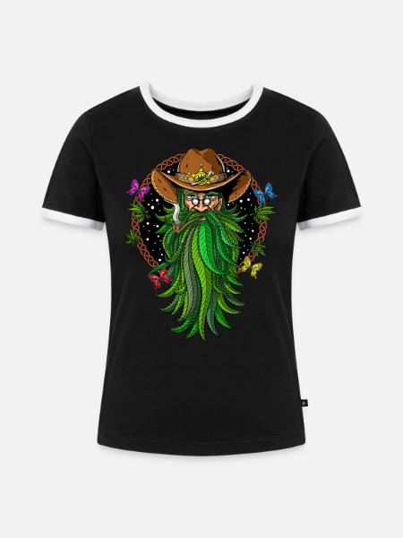 Unkraut Cowboy Stoner - Frauen Kontrast-T-Shirt - Schwarz/Weiß