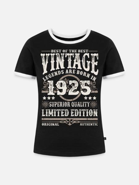 Legenden werden 1925 geboren - Frauen Kontrast-T-Shirt - Schwarz/Weiß