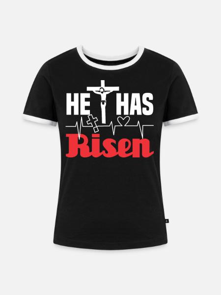 Er ist auferstanden - Frauen Kontrast-T-Shirt - Schwarz/Weiß