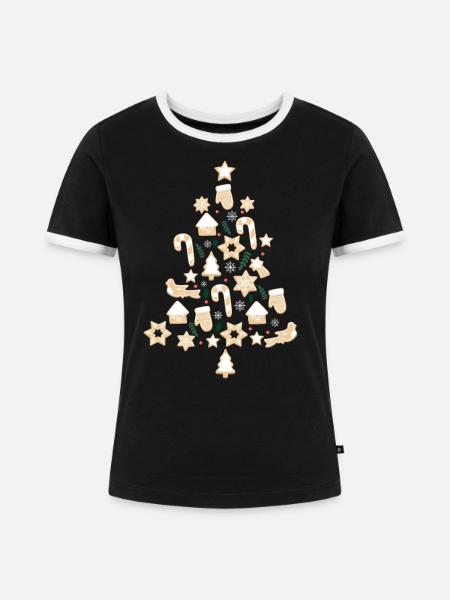 Plätzchen Weihnachten Xmas - Frauen Kontrast-T-Shirt - Schwarz/Weiß