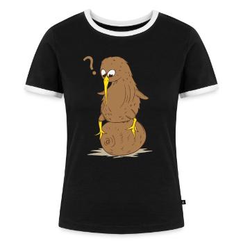 Kiwi Vogel Kiwifrucht Laufvogel - Frauen Kontrast-T-Shirt - Schwarz/Weiß - Vorne - Selfina (174cm)