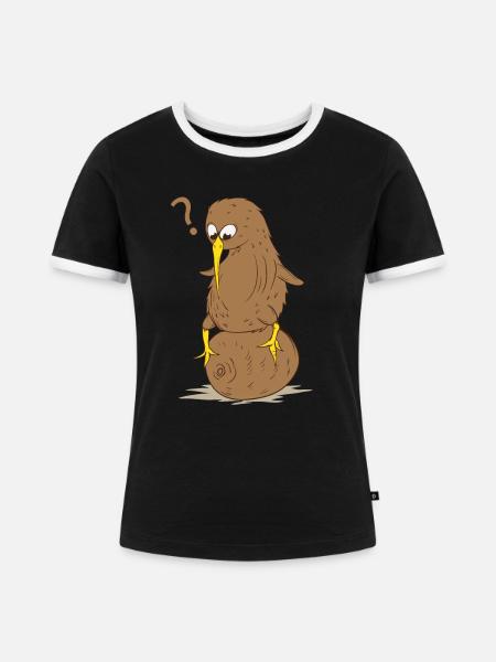 Kiwi Vogel Kiwifrucht Laufvogel - Frauen Kontrast-T-Shirt - Schwarz/Weiß