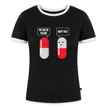 Placeboeffekt verwirrt selbst Scheinmedikament - Frauen Kontrast-T-Shirt - Schwarz/Weiß - Vorne - Selfina (174cm)