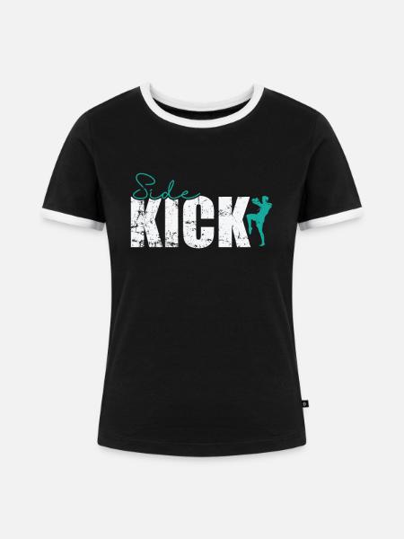 Side Kick Kickboxen - Frauen Kontrast-T-Shirt - Schwarz/Weiß