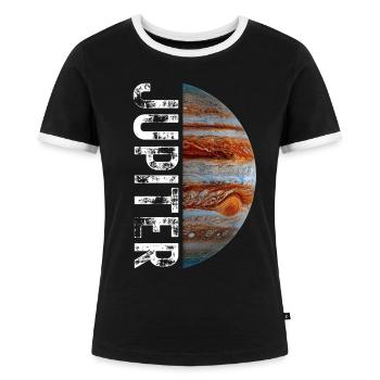 Jupiter Planet Sonnensystem - Frauen Kontrast-T-Shirt - Schwarz/Weiß - Vorne - Selfina (174cm)