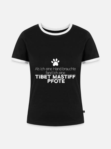 Hand Tibet Mastiff Pfote - Frauen Kontrast-T-Shirt - Schwarz/Weiß