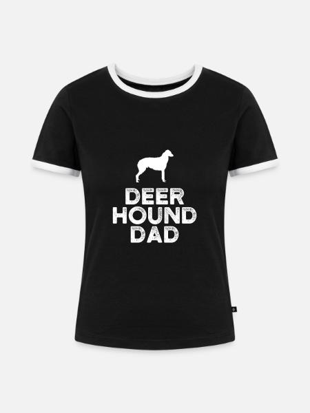Deerhound Papa - Frauen Kontrast-T-Shirt - Schwarz/Weiß