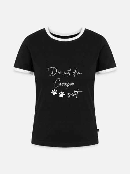 Cavapoo - Frauen Kontrast-T-Shirt - Schwarz/Weiß