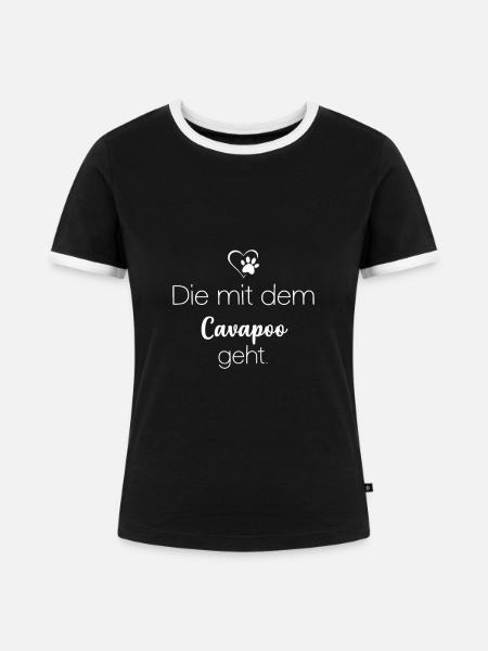 Cavapoo - Frauen Kontrast-T-Shirt - Schwarz/Weiß