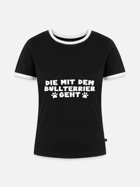 Bullterrier - Frauen Kontrast-T-Shirt - Schwarz/Weiß