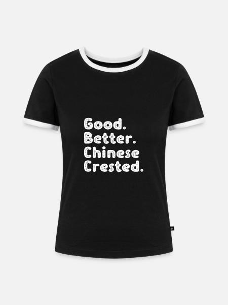 Chinesischer Schopfhund - Frauen Kontrast-T-Shirt - Schwarz/Weiß