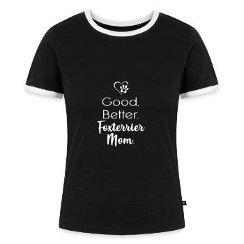 Foxterrier - Frauen Kontrast-T-Shirt - Schwarz/Weiß - Vorne - Selfina (174cm)
