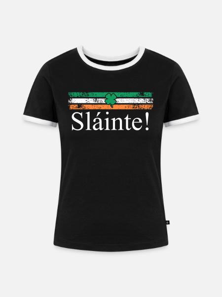 Slainte Irland Trinkspruch - Frauen Kontrast-T-Shirt - Schwarz/Weiß