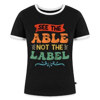 Inklusion benachteiligte Kinder Akzeptanz - Frauen Kontrast-T-Shirt - Schwarz/Weiß - Vorne - Selfina (174cm)