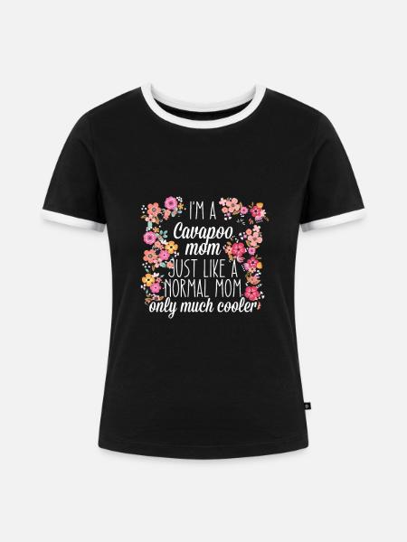 Cavapoo Mom - Frauen Kontrast-T-Shirt - Schwarz/Weiß
