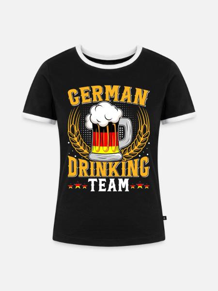 German Drinking Team Bierfan - Frauen Kontrast-T-Shirt - Schwarz/Weiß