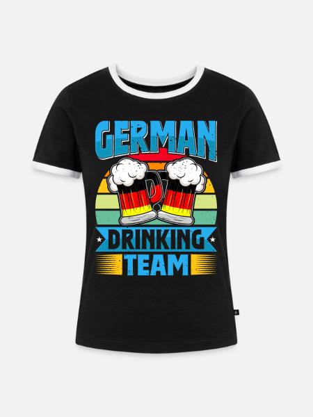 German Drinking Team Bierfan - Frauen Kontrast-T-Shirt - Schwarz/Weiß