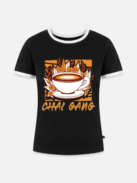 Chai gang - Frauen Kontrast-T-Shirt - Schwarz/Weiß