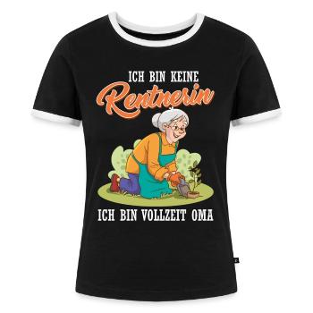 Großmutter BIN KEINE RENTNERIN BIN VOLLZEIT OMA - Frauen Kontrast-T-Shirt - Schwarz/Weiß - Vorne - Selfina (174cm)