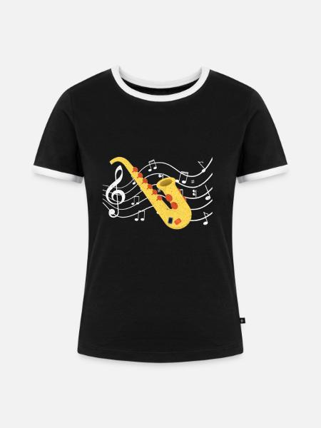 Saxophonist - Frauen Kontrast-T-Shirt - Schwarz/Weiß