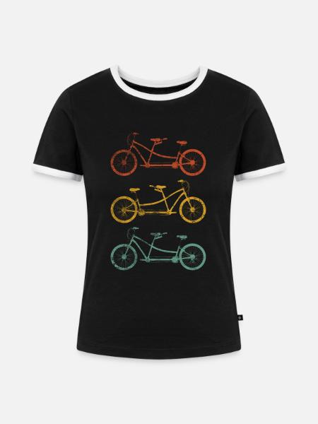 Tandem Fahrradtour - Frauen Kontrast-T-Shirt - Schwarz/Weiß