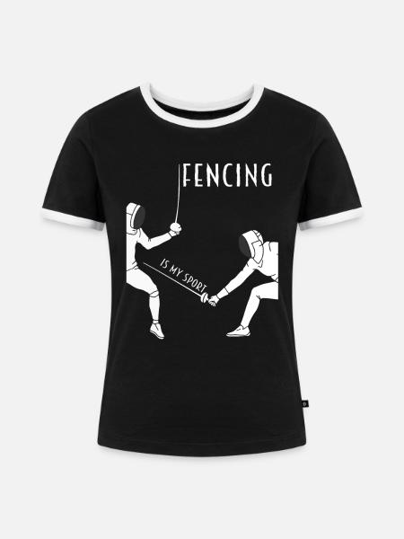 Duell Fechten Fechtsport - Frauen Kontrast-T-Shirt - Schwarz/Weiß