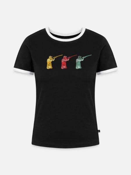 Wurfscheibenschießen Tontauben Schießen Skeet - Frauen Kontrast-T-Shirt - Schwarz/Weiß