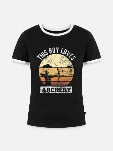 Retro Bogenschütze Bogenschießen Bogen - Frauen Kontrast-T-Shirt - Schwarz/Weiß
