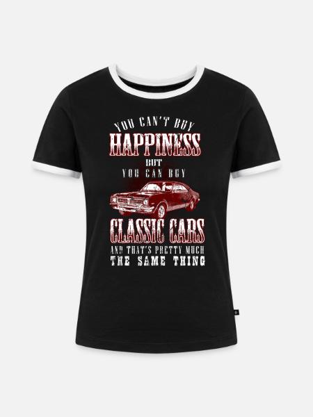 Classic Cars - Frauen Kontrast-T-Shirt - Schwarz/Weiß