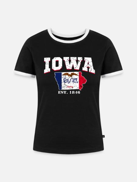 Iowa Flagge - Frauen Kontrast-T-Shirt - Schwarz/Weiß