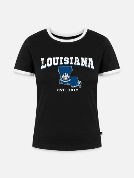 Louisiana USA - Frauen Kontrast-T-Shirt - Schwarz/Weiß
