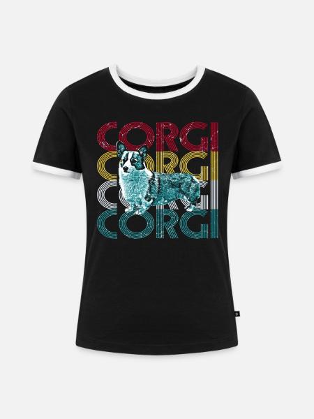 Corgi - Frauen Kontrast-T-Shirt - Schwarz/Weiß