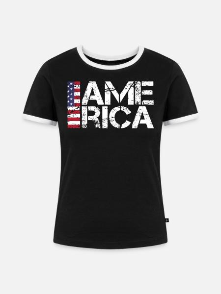 Amerika Fan - Frauen Kontrast-T-Shirt - Schwarz/Weiß