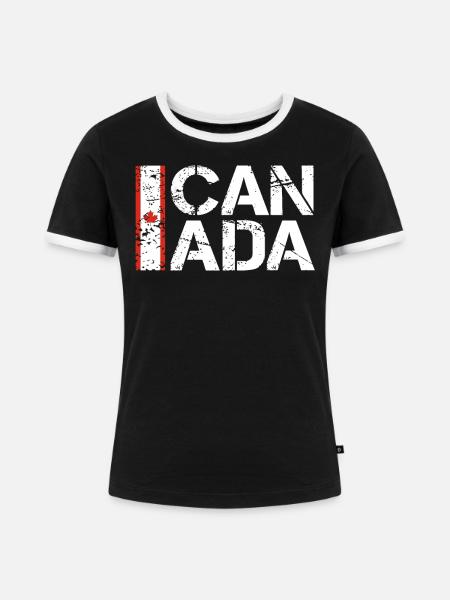 Kanada - Frauen Kontrast-T-Shirt - Schwarz/Weiß