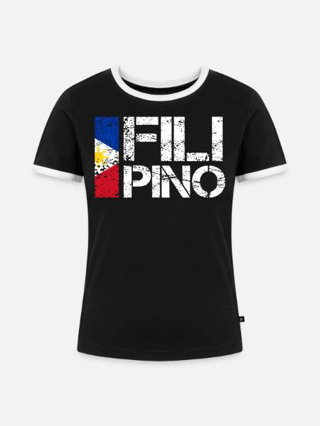 Filipino - Frauen Kontrast-T-Shirt - Schwarz/Weiß