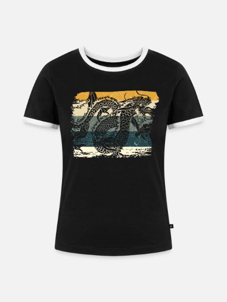 Chinesischer Drache - Frauen Kontrast-T-Shirt - Schwarz/Weiß