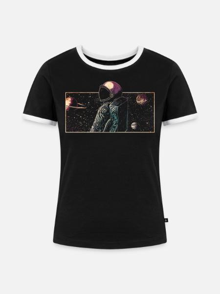 Astronaut - Frauen Kontrast-T-Shirt - Schwarz/Weiß