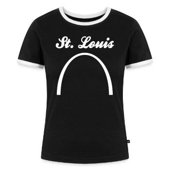 St Louis Gateway Arch Saint Louis USA - Frauen Kontrast-T-Shirt - Schwarz/Weiß - Vorne - Selfina (174cm)
