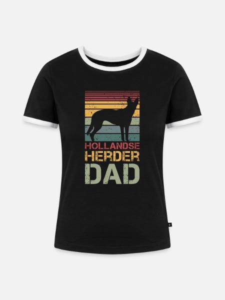 Hollandse Herder Dad - Frauen Kontrast-T-Shirt - Schwarz/Weiß
