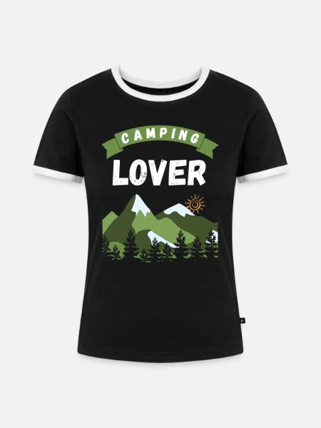Camping Lover - Design - Frauen Kontrast-T-Shirt - Schwarz/Weiß