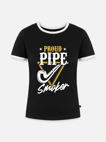 Rauchen Zigarre Rauch - Frauen Kontrast-T-Shirt - Schwarz/Weiß