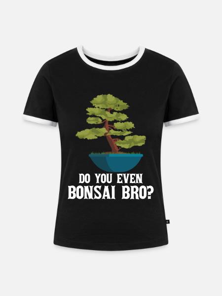 Bonsai Baum - Frauen Kontrast-T-Shirt - Schwarz/Weiß