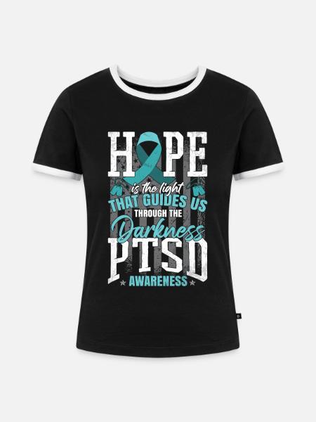 PTBS-Kämpfer - Frauen Kontrast-T-Shirt - Schwarz/Weiß