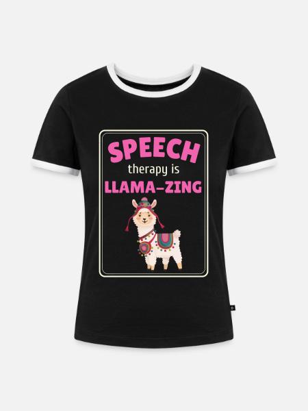 Logopädie Lama Sprachpathologie - Frauen Kontrast-T-Shirt - Schwarz/Weiß