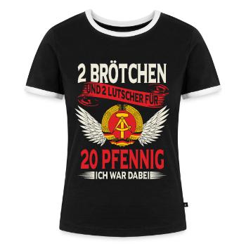 DDR Osten Ostblock Sachsen - Frauen Kontrast-T-Shirt - Schwarz/Weiß - Vorne - Selfina (174cm)