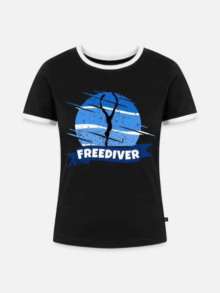 Freediver - Frauen Kontrast-T-Shirt - Schwarz/Weiß